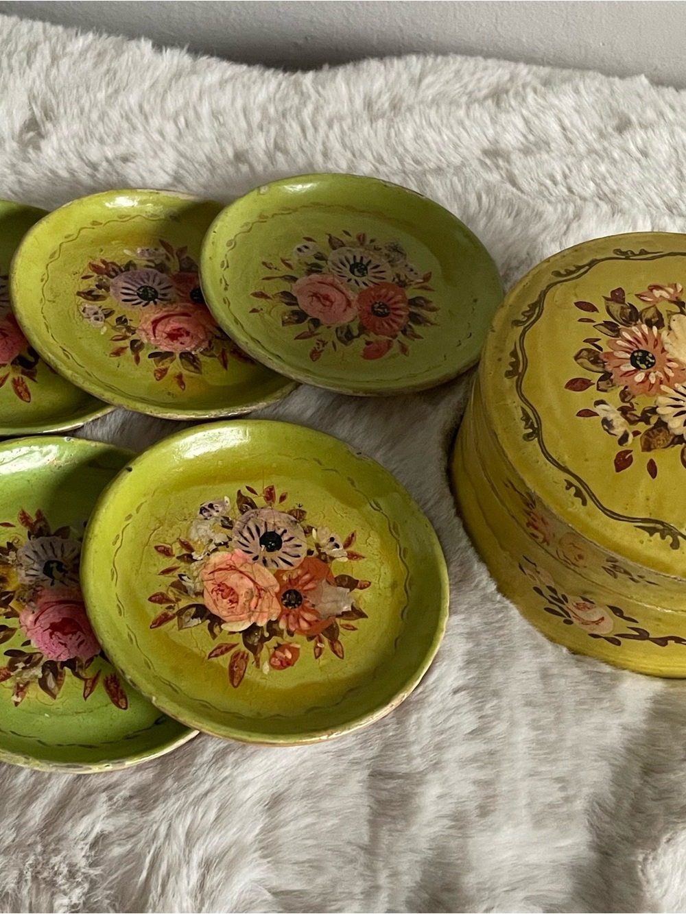 Vintage coasters Hand-Painted in Japan
